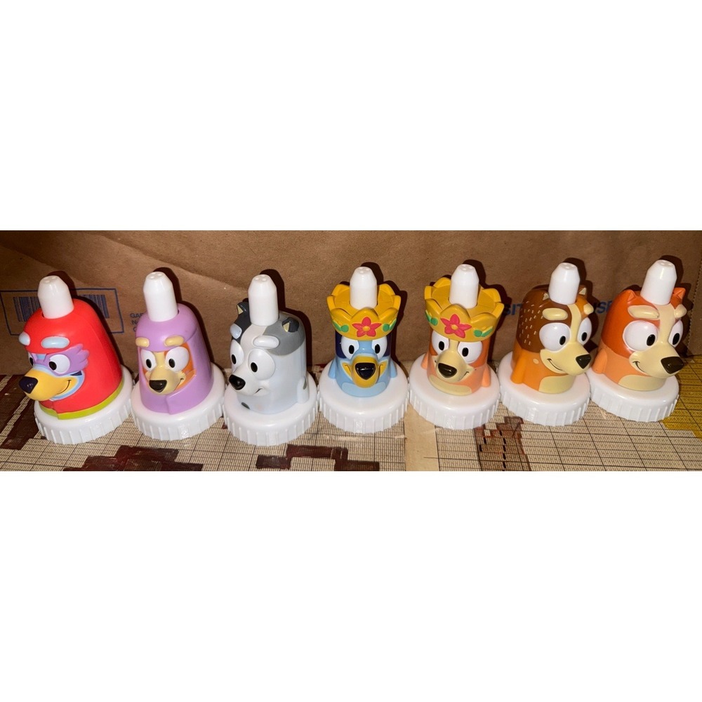 Good 2 Grow Lot of 7Collectible Juice Bottle Toppers-Bluey